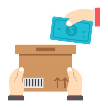 Conceptual flat design icon of cash on delivery