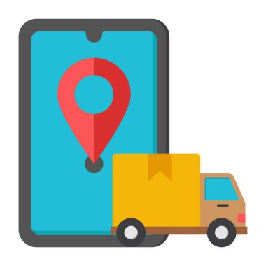 Mobil kargo takibinin modern tasarım simgesi 