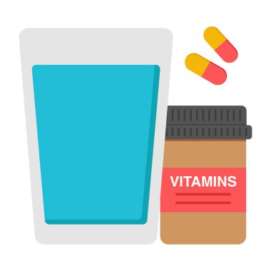 Conceptual flat design icon of taking medicine 
