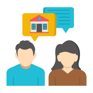 Gayrimenkul sohbetinin mükemmel tasarım simgesi