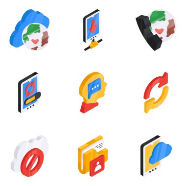 Medikal Düz Isometric Simgeleri