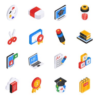 Medikal Düz Isometric Simgeleri