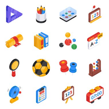 Medikal Düz Isometric Simgeleri