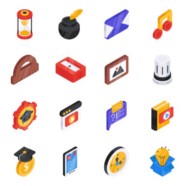 Medikal Düz Isometric Simgeleri