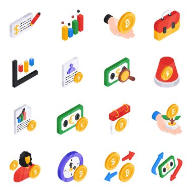 Medikal Düz Isometric Simgeleri