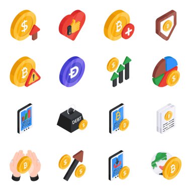 Medikal Düz Isometric Simgeleri