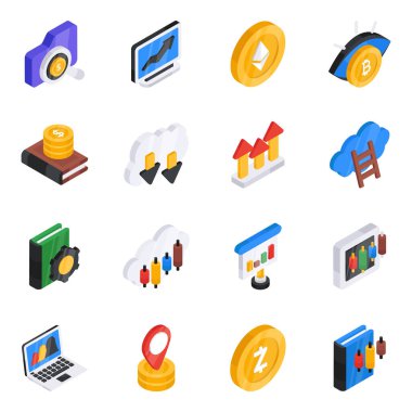 Medikal Düz Isometric Simgeleri