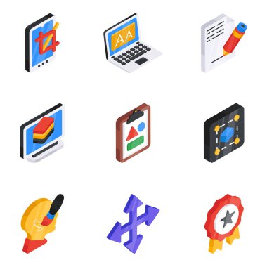 Medikal Düz Isometric Simgeleri