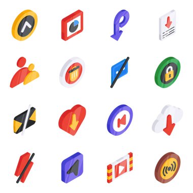 medya düz simgeler kümesi