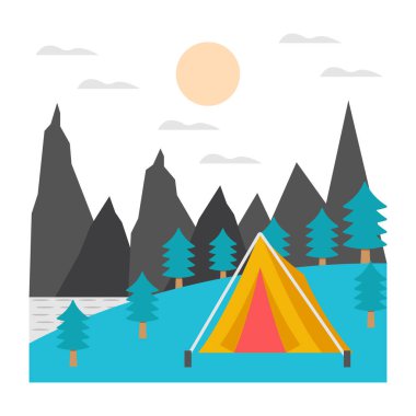 kamp düz simge tasarımı, vektör 10.