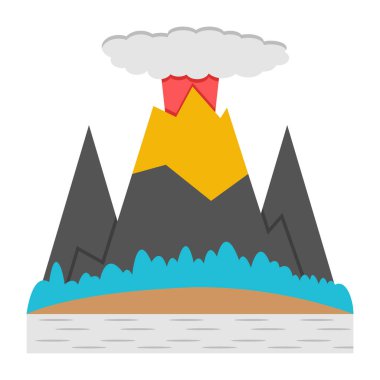 Volkan patlaması volkan ikonu düz bir şekilde