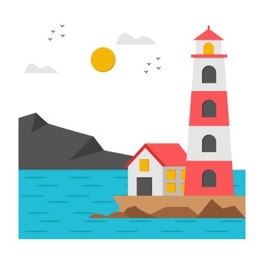 deniz feneri ikonu vektör illüstrasyon tasarımı