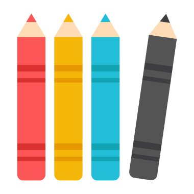 beyaz arkaplanda renkli kalem, illüstrasyon, vektör.