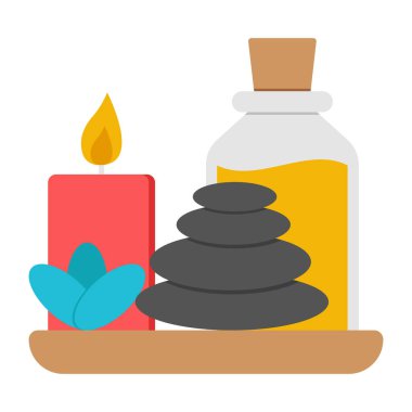 spa taşları ve mumlar vektör çizimi tasarımı