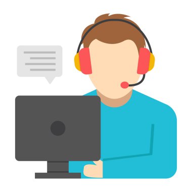 Kulaklığı ve bilgisayarı olan adam..