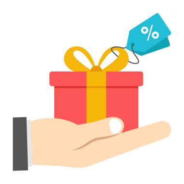 El ele tutuşma hediye paketi ve kurdele vektör çizimi tasarımı