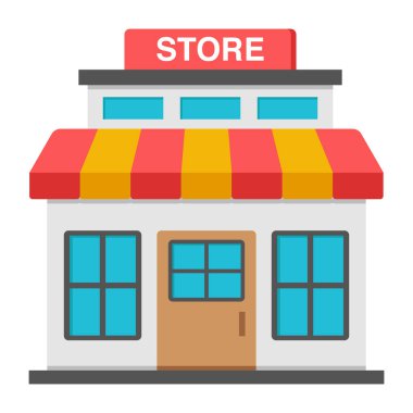 Bina mağazası simgesi düz stil