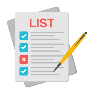 Liste düz vektör simgesi