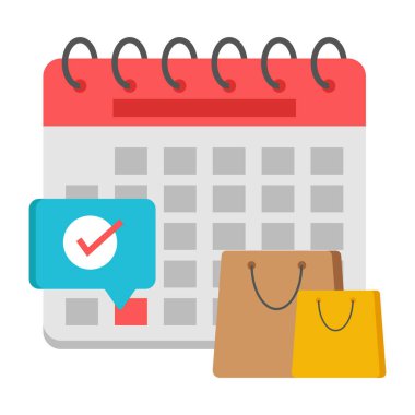Tarih vektör simgesine sahip alışveriş takvimi