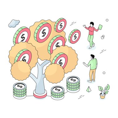 Modern design illustration of dollar tree clipart