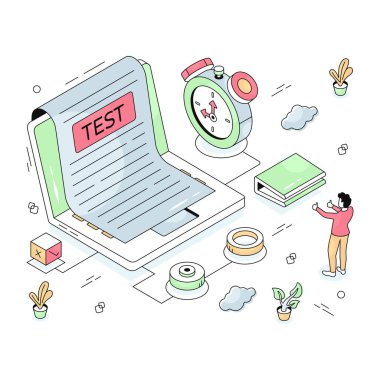 Çevrimiçi testin modern tasarım illüstrasyonu
