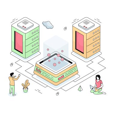 Veri sunucusunun illüstrasyon tasarımı