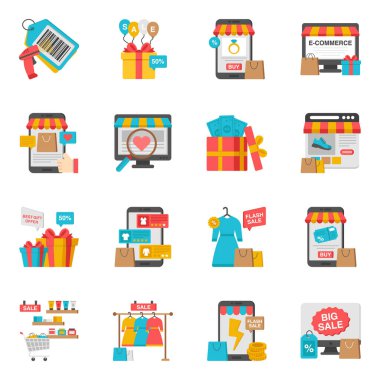 Çevrimiçi İndirimli Düz Simge Paketi 