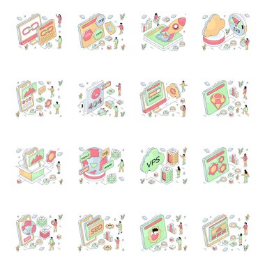 Isometric Illustrationss 'ın Yeni Yıl Seti