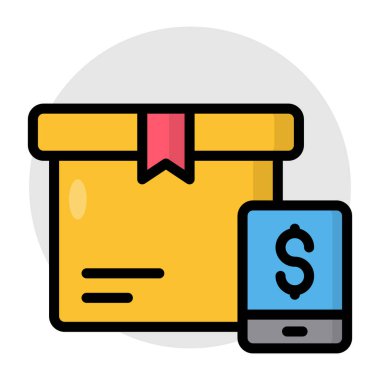Conceptual flat design icon of cash on delivery