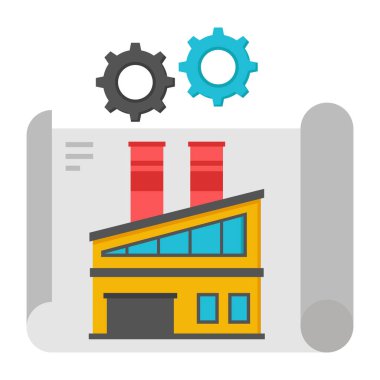 Fabrika planının renkli bir tasarım simgesi