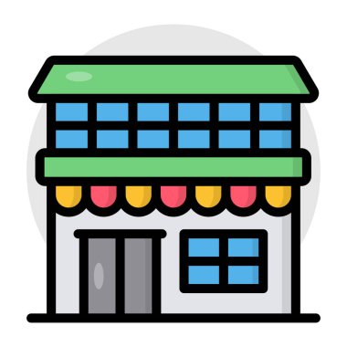 A flat design icon of shop architecture
