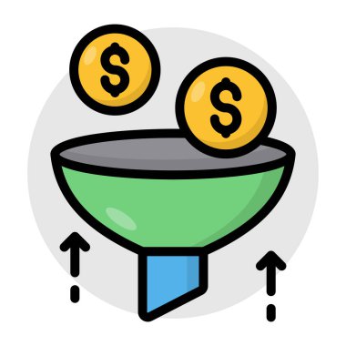 Modern satış hunisinin tasarım simgesi