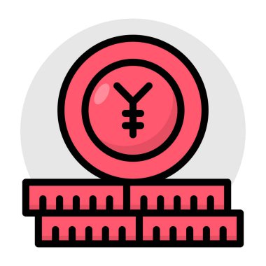 Yuan paralarının düzenlenebilir tasarım simgesi 