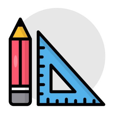 Yazma aracı simgesi, taslak araçlarının düz tasarımı