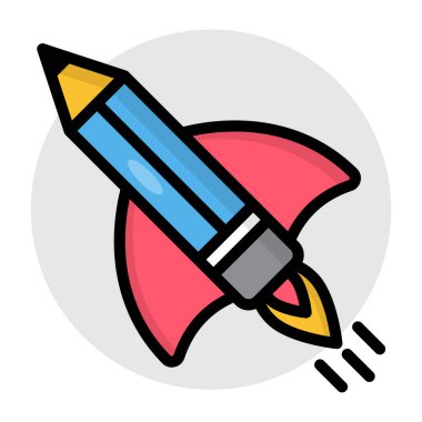 Bir yazma aracı simgesi, düz kalem tasarımı