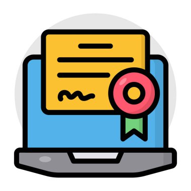 Kurdeleli kağıt, çevrimiçi derece simgesinin düz tasarımı