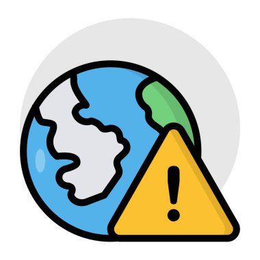 Küresel uyarının kavramsal düz tasarım simgesi 