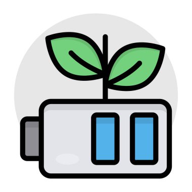 Düz bir eko pil tasarımı simgesi