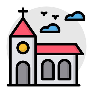 Kilisenin kavramsal düz tasarım ikonu 