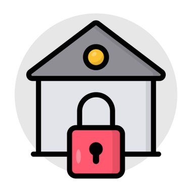 Editable design icon of locked home