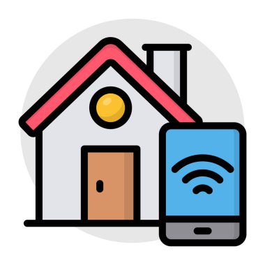 Akıllı evin modaya uygun vektör tasarımı