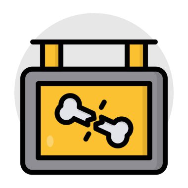 A flat design icon of broken bone 