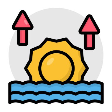 Düz dizaynda gün doğumunun göz alıcı bir simgesi 