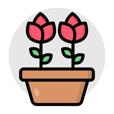 Conceptualizing flat design icon of flowerpot 