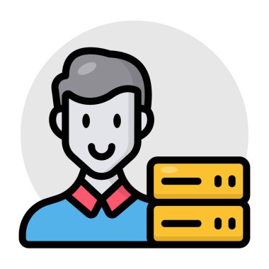 Sunucu yöneticisinin düz tasarım simgesi 