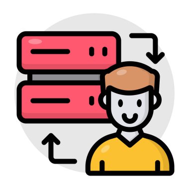 Sunucu yöneticisinin düz tasarım simgesi 