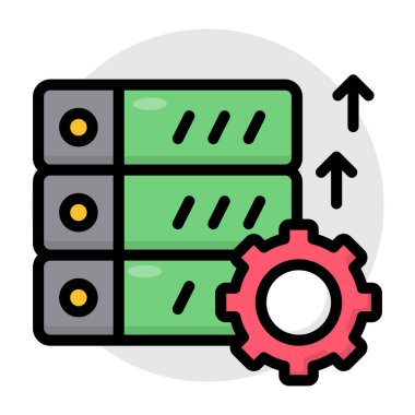 Teçhizatlı Db raf, sunucu ayarı simgesi