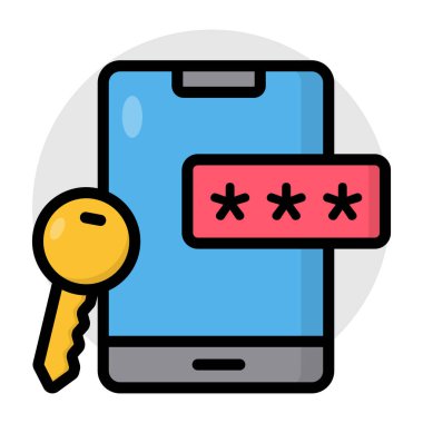 Mobil parolanın modaya uygun bir vektör tasarımı