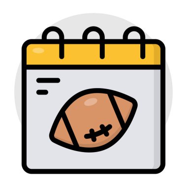 Calendar with football icon, sports schedule vector