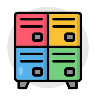 An icon of gym cupboard in flat design available for instant download 